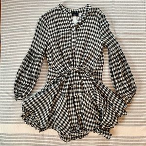Gingham Balloon Sleeve Dress